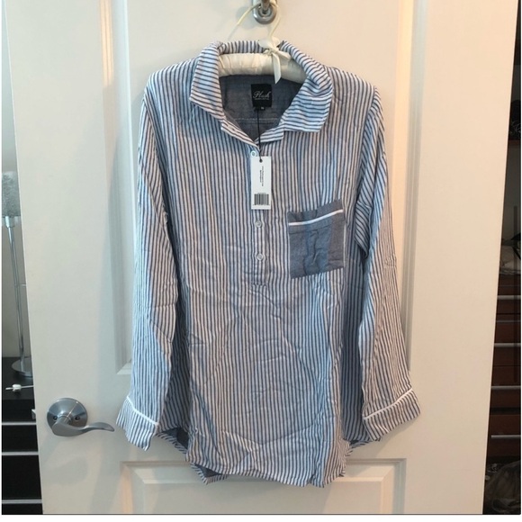 Plush Ultra Soft Boyfriend Striped Sleep shirt NWT - Picture 5 of 12